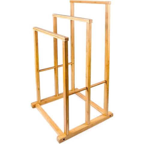 Relaxdays handdoekrek bamboe - 3 stangen - handdoekenrek - handdoekenhouder - vrijstaand