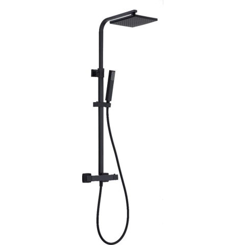 Opbouw Regendoucheset 22 cm Vierkant Zwart Thermostatisch