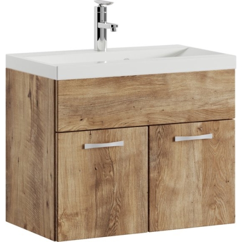 Badplaats Badkamermeubel Montreal Set 01 60 cm x 35 cm - Kastanje Eiken - Badmeubel met Wastafel