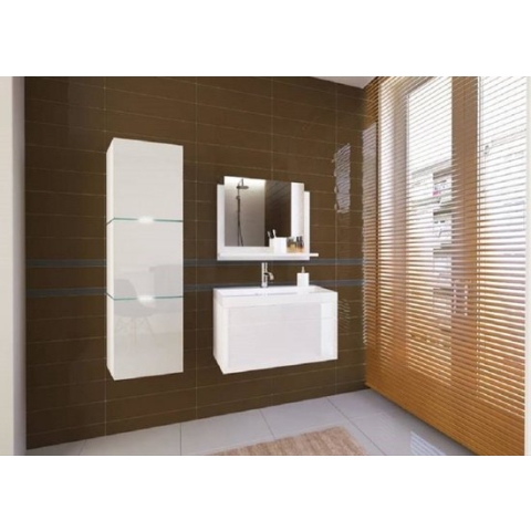 Badkamermeubel - Met wastafel - Led - Witte glans - IB1-17W-HG21-U60