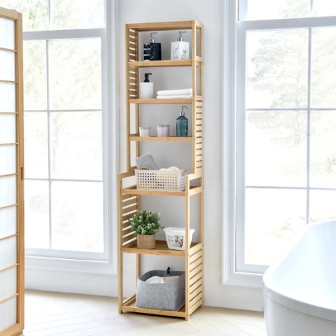 Staand rek Forssa bamboe 165x42x28 cm houtkleurig