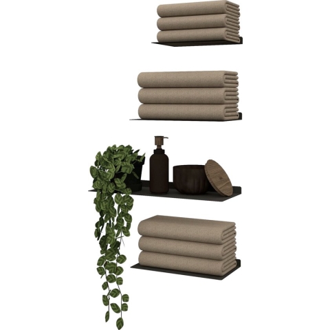 Badhanddoek plankjes 'VOY' - Black - set van 4 - (handdoeken rek metaal - handdoek plankjes - badhanddoeken kast)
