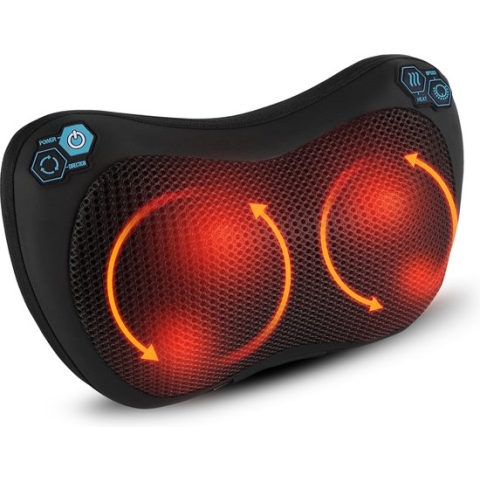 Qumax Massagekussen - Warmte Functie - Elektrisch Shiatsu Massage Kussen - Voor Thuis en Auto - Zwart