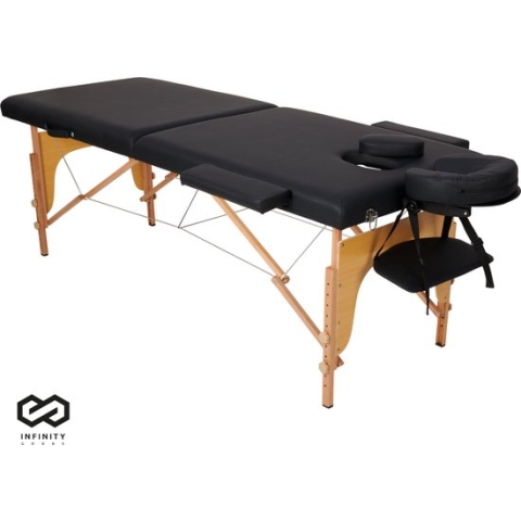 Infinity Goods Massagetafel - Inklapbaar - 250KG Draagvermogen - 8 Hoogtestanden - Incl. Opbergtas - Behandeltafel - Zwart