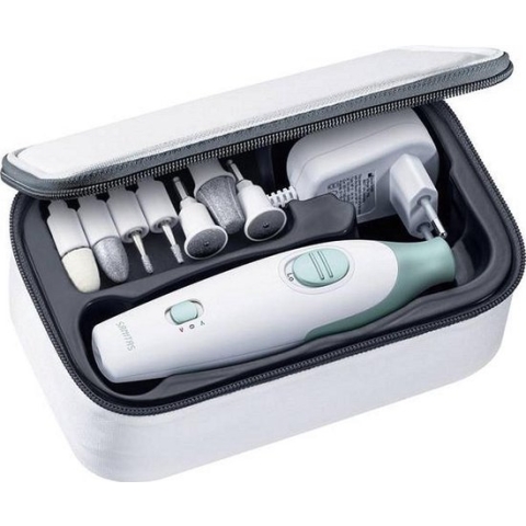 Sanitas SMA 36 Elektrische nagelvijl - Nagelfrees - Elektrische Manicure en Pedicure set - 7 Opzetstukken – Opbergtas - 2 Standen – Links- en rechtsdraaiend - 2 Jaar garantie – Wit/groen