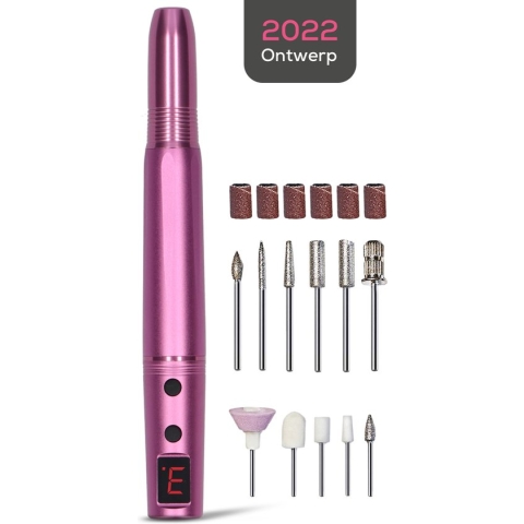 Zonovi Elektrische Nagelvijl - Nagelfrees - Draadloze Pedicureset - Eelt Verwijderaar - Manicureset voor Gelnagels en Acrylnagels - Inclusief 11 Bitjes en Schuurrolletjes - LCD Display - USB Oplaadbaar - Roze