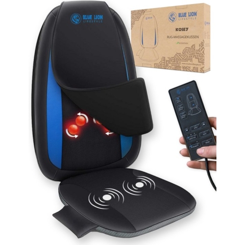 Blue Lion Rugmassage Kussen - Shiatsu Stoel Massagekussen - Massagestoel - Elektrisch Rug Massage Apparaat tegen Rugpijn met Warmte - Stevige Rugmassage