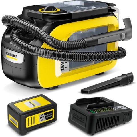 Kärcher SE 3-18 Compact Set Tapijtreiniger - Incl. accu 18V 5.0 Ah - Snellader - Sproei-extractiereiniger - Vezeldiepe reiniging