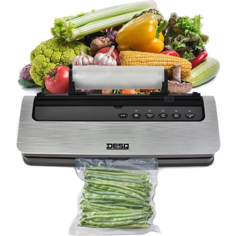 DESQ® 8000 Vacumeermachine - 5 standen - Droog Vochtig Drukgevoelig Voedsel - Rolhouder - Sterke 80 KPA zuigkracht, - Dubbele Verwarmingsstrip - Rolsnijder - 5 x Vacumeerzakken - 3mtr Vacumeerrol
