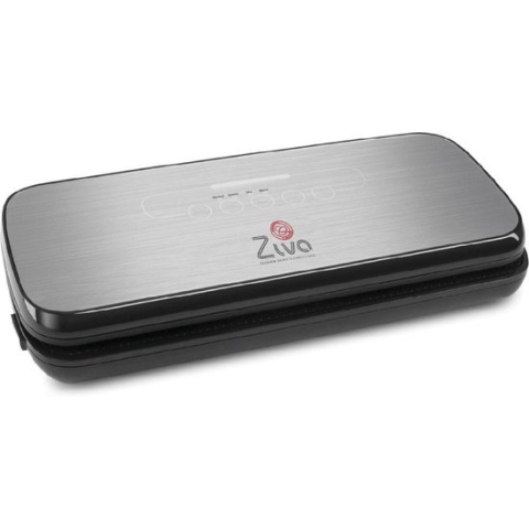 Ziva OneTouch vacuümmachine. Krachtige vacuum sealer tot -0,8bar. Perfect vershouden van Vis, Vlees, Groente en Voedsel. Incl 5 vacuumzakken, 1 rol vacuumfolie en een vacuumslang. Elegante Vacuum machine voor sous vide of eten bewaren in diepvriezer.