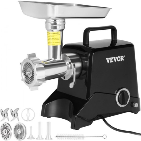 Dakta® elektrische vleesmolen RVS vleesmachine 190 kg/u. Gehakt, multi foodprocessor worstvuller 575 W incl. 2 snijplaten, 3 worsttubes, 2 messen voor rund, kip, kalkoen etc.
