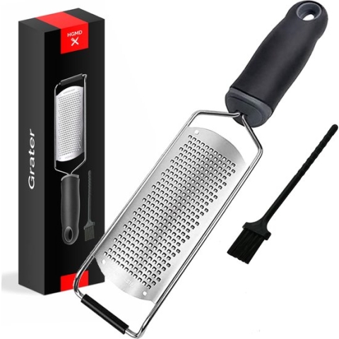 HGMD® Handrasp - Rasp - Citroenrasp - Kaasrasp - Gemberrasp - Knoflookrasp - Brede rasp - RVS rasp - inclusief borstel