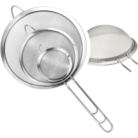 PD® - Premium RVS Zeef Set - Vergiet 3 Delig - Keukenzeef - Zeefjes - Ø 8, 14 en 20 cm