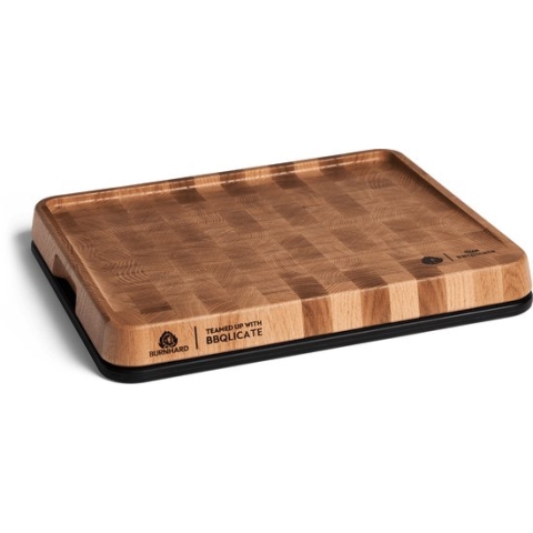 BURNHARD 2-in-1 houten en kunststof snijplank, magnetisch in elkaar te zetten, eikenhouten hakplank met sapgoot, 38 cm x 32 cm
