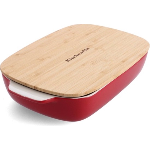 KitchenAid Ovenschaal met bamboe deksel - large - keizer rood
