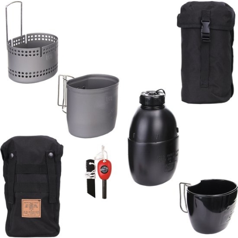 Bushcraft kooksysteem "Dragon" Crusader MKII -6 delig - Zwart