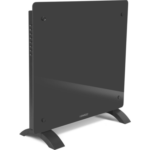 VONROC Luxe elektrische kachel - Convectorkachel met glazen paneel – 500W/1000W - Verwarmt ruimtes tot 12m2 - Bediening zowel met app (via Wifi) als handmatig – Instelbare thermostaat en timer - Grijs