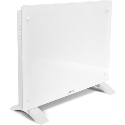 VONROC Luxe elektrische kachel - Convectorkachel met glazen paneel – 750W/1500W - Verwarmt ruimtes tot 18m2 - Bediening zowel met app (via Wifi) als handmatig – Instelbare thermostaat en timer - Wit