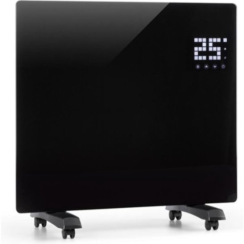 Klarstein Norderney Convectieverwarming - Glazen Front - LC Touch Display - Timer - 2 Warmtestanden 500 & 1000 Watt - Voor Max. 70 M² - 15-35 °C - Temperatuursensor & Vorstdetector - Temperatuurdisplay - Flexibel Gebruik: Staand & Wandmontage - Zwart