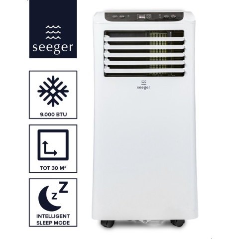 SEEGER Mobiele Airco - 9000 BTU - Inclusief Installatiekit - Voor Slaapkamer en Woonkamer - Airconditioning - SAC9000 - Wit