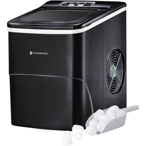 KitchenBrothers IJsblokjesmachine - 2 Liter - 6-8 Min. - 12kg/24u - met IJsschep - Zwart