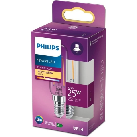 Philips LED T25 Transparant Afzuigkaplampje - 25 W - E14 - warmwit licht