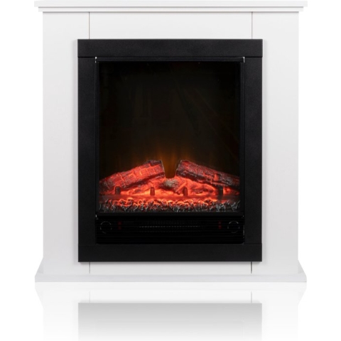 Classic Fire Elektrische Sfeerhaard Lugano - Haard met Schouw - LED Vlammen - 800W - Wit