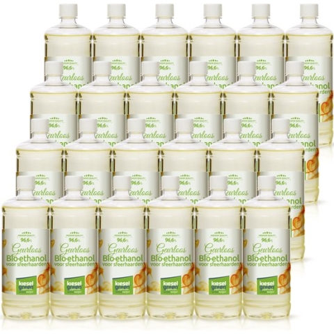 KieselGreen 24 Liter Bio-ethanol Geurloos 96,6% Premium bioethanol sfeerhaardvulling 24 flessen bio ethanol