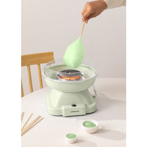 CREATE - Suikerspinmachine -Snel en schoon- 500W- heeft antislipvoetjes Pastelgroen - COTTON CANDY MAKER