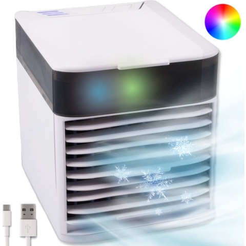 Silvergear Mini Aircooler met Water - Air Cooler /Luchtkoeler - Luchtcooler - AC - USB - LED - Wit