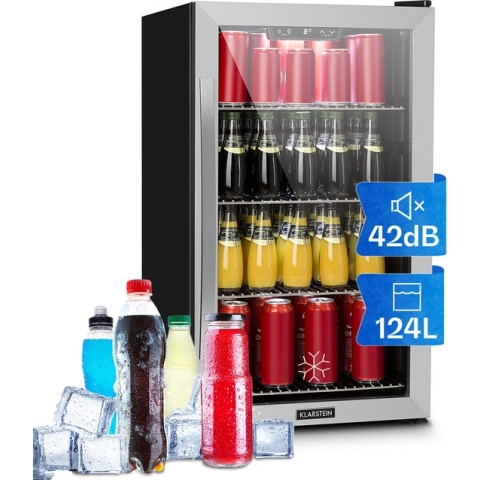 Beersafe 4XL koelkast 124 liter 4 plateaus glazen panoramadeur roestvrij staal
