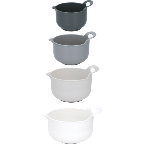 Alpina Set 4x Mengkom/ Beslagkom - met Handvat - 1,2-1,65-2,4-3 Liter - Antislip - Wit en Grijs
