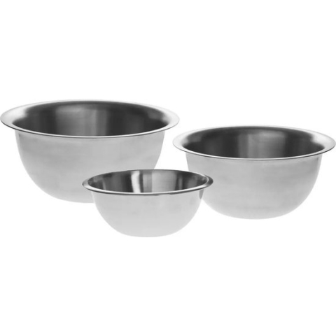 Set 3x beslagkommen/mengkommen RVS met antislip - 1L - 2L - 3,3L