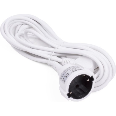 Benson Verlengsnoer - 1 Voudig - Randaarde - 5 meter - Wit