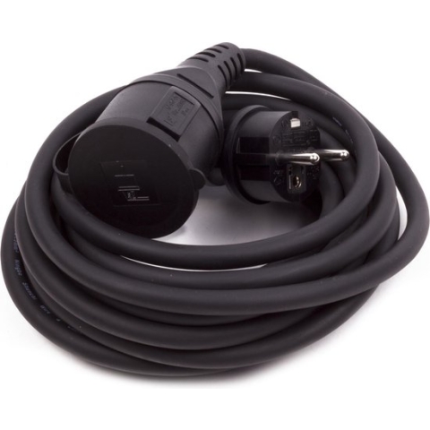 Bellson Verleng-Snoer 5 meter Randaarde Rubber. BUITEN-Kabel. TUIN-KABEL.