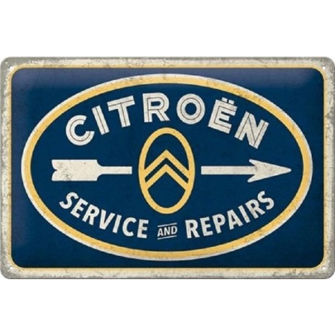 Citroën - Service & Repairs. Metalen wandbord in reliëf 20 x 30 cm.