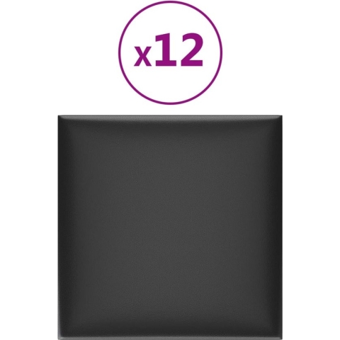 vidaXL Wandpanelen 12 st 1,08 m² 30x30 cm kunstleer zwart
