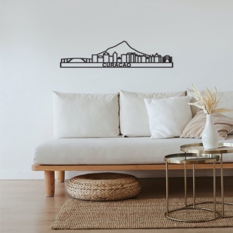 Skyline Curacao Zwart Mdf 90 Cm Wanddecoratie Voor Aan De Muur Met Tekst City Shapes