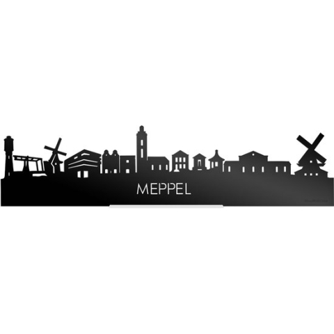Standing Skyline Meppel Zwart Glanzend - 60 cm - Woondecoratie design - Decoratie om neer te zetten en om op te hangen - Meer steden beschikbaar - Cadeau voor hem - Cadeau voor haar - Jubileum - Verjaardag - Housewarming - Interieur - WoodWideCities