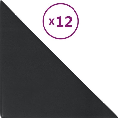 vidaXL Wandpanelen 12 st 0,54 m² 30x30 cm kunstleer zwart