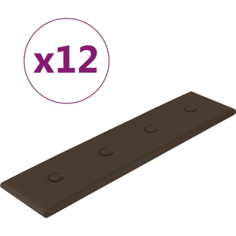 vidaXL Wandpanelen 12 st 1,08 m² 60x15 cm kunstleer bruin