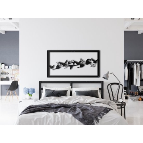 Wanddecoratie | Vogels / Birds | Metal - Wall Art | Muurdecoratie | Woonkamer | Buiten Decor |Zwart| 100x50cm