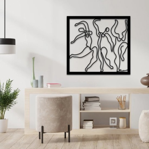 Kunstige Picasso wanddecoratie met 3D effect! 70 x 66 cm Zwart