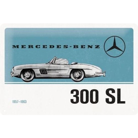 Mercedes-Benz 300 SL Metalen wandbord in reliëf 20 x 30 cm.