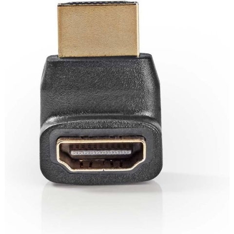 HDMI-Adapter - HDMI Connector - HDMI Female - Verguld - 270° Gehoekt - ABS - Zwart - 1 Stuks - Polybag