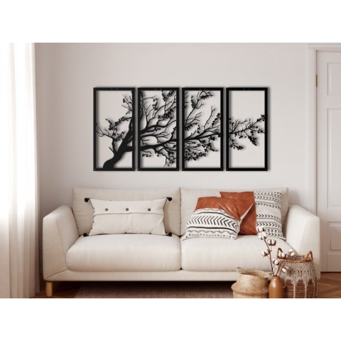 Wanddecoratie | Boom Van Leven / Tree of Life| Metal - Wall Art | Muurdecoratie | Woonkamer |Zwart| 175x88cm