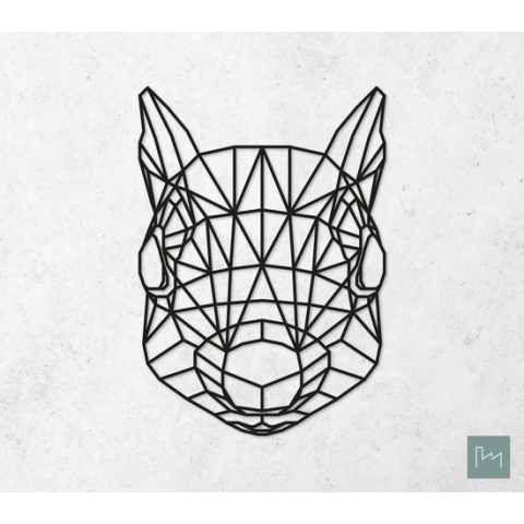 Laserfabrique Wanddecoratie - Geometrische Eekhoorn - Large - Zwart - Geometrische dieren en vormen - Houten dieren - Muurdecoratie - Line art - Wall art