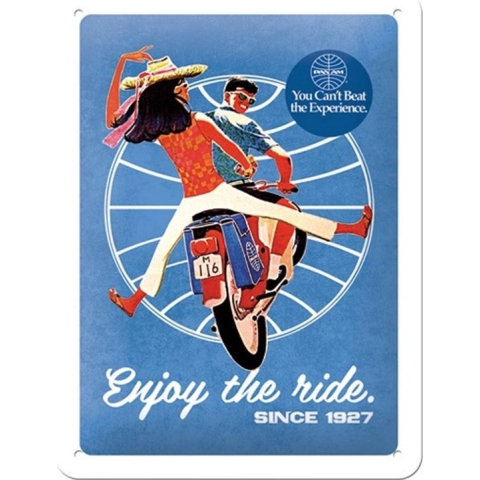 Pan Am Enjoy The Ride Metalen Bord - 15 x 20 cm