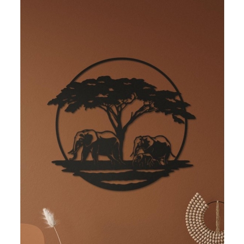 Wanddecoratie dieren | Olifant met boom