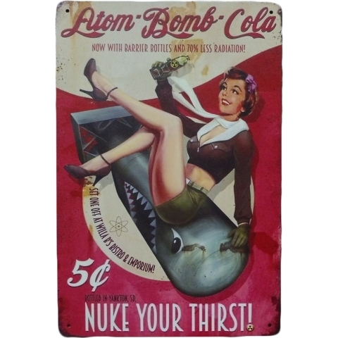 Wandbord - Cola Nuke Your Thirst - Metalen borden - Tekst bord - Decoratie - Mancave - Mancave decoratie - Wandborden - 20 x 30cm - UV bestendig - Retro - Metalen bord - Wand decoratie - Cave & Garden